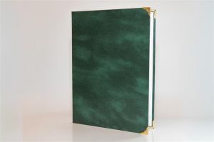 Desky na diplom, zelená, A4, koženka, kovové rohy, 5999131712690