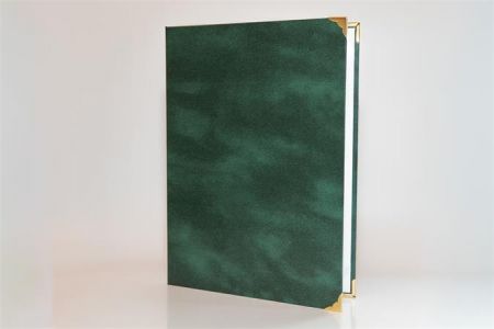 Desky na diplom, zelená, A4, koženka, kovové rohy, 5999131712690