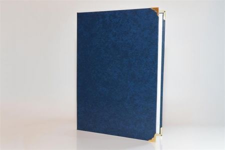 Desky na diplom, modrá, A4, koženka, kovové rohy, 5999131712652