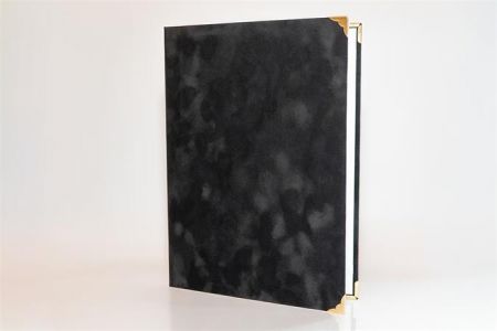 Desky na diplom, černá, A4, plyš, kovové rohy, 5999131712669