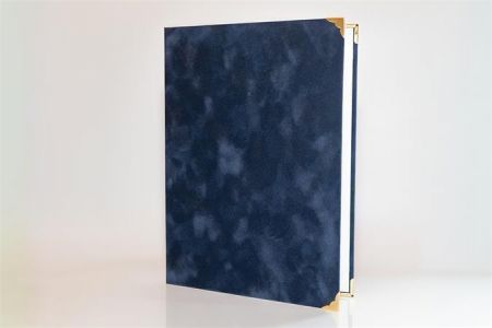 Desky na diplom, modrá, A4, plyš, kovové rohy, 5999131712645