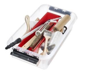 Úložný box "Classic 35", průhledný, plast, 31 l, černé úchytky, kolečka, SMARTSTORE 354107