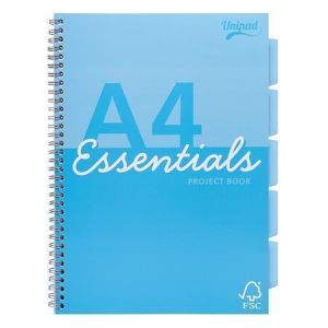 Spirálový sešit "Unipad Essentials Project Book", mix vzorů, A4, linkovaný, 100 listů, PUK