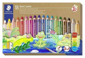 Barevné pastelky "Noris Junior", 18 barev, 3v1, STAEDTLER 140 C18