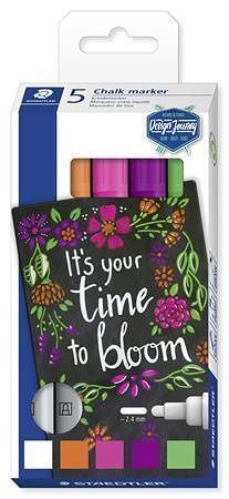 Křídové popisovače "Lumocolor 344", 5 různých barev, 2,4 mm, kuželový hrot, STAEDTLER 344 