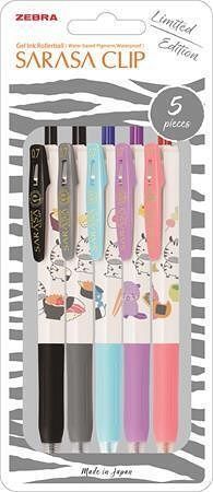Sada gelových per "Sarasa Clip Kawai Animal", 0,33 mm, stiskací mechanismus, ZEBRA 48267