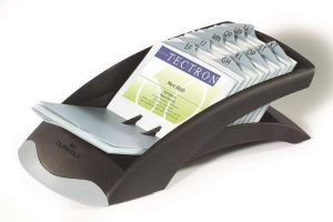 Stolní držák na vizitky "VISIFIX®", černá, plast, s A-Z registrem, DURABLE