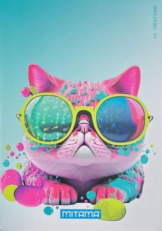 Sešit "Animal", A4+, linkovaný s okraji, 40+2 listů, kočka, MITAMA 62744-90115