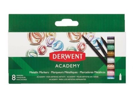 Popisovače "Academy", metalické barvy, sada 8 ks, DERWENT