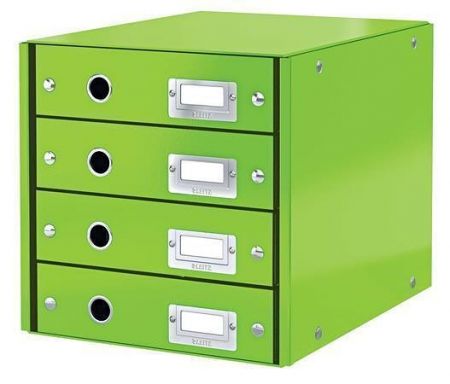 Zásuvkový box "Click&amp;Store", zelená, 4 zásuvky, laminovaný karton, LEITZ