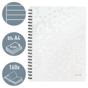 Spirálový sešit "Wow", bílá, linkovaný, A4, 80 listů, LEITZ