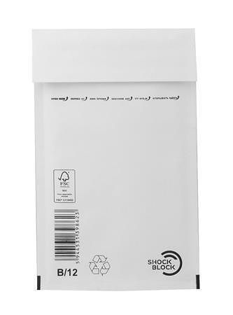 Obálka, bílá, bublinková, B/12, W2, vnější rozměry: 140x225 mm, vnitřní rozměry: 120x215 m