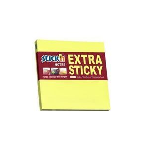 Samolepicí bloček "Extra Sticky",neonově žlutá barva, 76x76 mm, 90 listů, STICK N 21670
