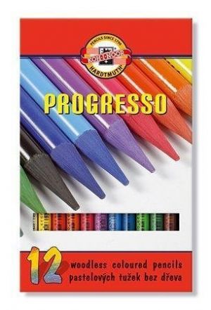 Barevné pastelky "Progresso 8756/12", 12ks, bez dřeva, KOH-I-NOOR