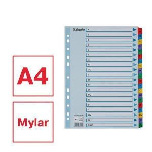 Zesílené rejstříky "Mylar", mix barev, karton, A4, A-Z, ESSELTE