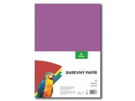Barevný papír A3/60/80g - mix 12 barev, STEPA