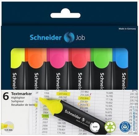 Zvýrazňovač "Job 150", 6 barev, 1-5mm, SCHNEIDER