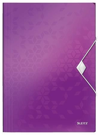 Desky na spisy "Wow", fialová, s gumičkou, PP, A4, LEITZ