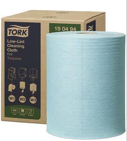 Čisticí utěrky "Low-Lint", tyrkysová, 1-vrstvé, systém W1-3, role, TORK 190494