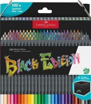 Barevné pastelky "Black Edition", 100 barev, trojhranné, kartonový stojánek, FABER-CASTELL