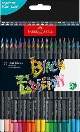 Barevné pastelky "Black Edition", 36 barev, trojhranné, FABER-CASTELL 116436