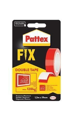 Samolepicí páska "Pattex Fix 120 kg", červená, oboustranná, 19 mm x 1,5 m, HENKEL
