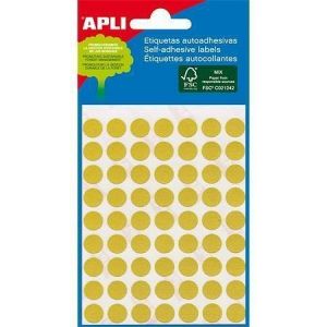 Etikety, žluté, kruhové, průměr 8 mm, 288 etiket/balení, APLI