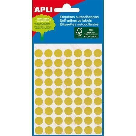 Etikety, žluté, kruhové, průměr 8 mm, 288 etiket/balení, APLI