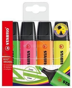 Zvýrazňovač "BOSS original", 4 barvy, 2-5mm, STABILO