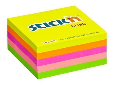 Samolepicí bloček, neonové barvy, 76 x 76 mm, 400 listů, STICK N 21012