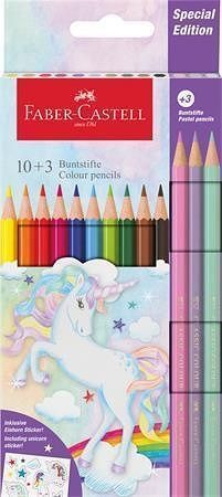 Pastelky "Unicorn", 10 barev + 3 pastelové barvy, šestihranné, FABER-CASTELL 111219