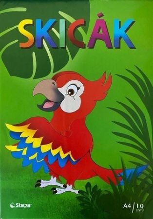 Skicák, kreslicí karton A4, 10 listů, 180g/m2, bílá, STEPA