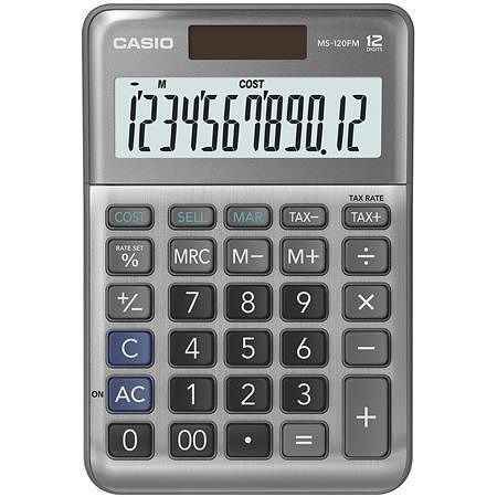 Kalkulačka "MS-120 FM", šedá, stolní, 12 číslic, CASIO