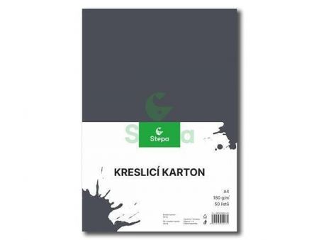Kreslicí karton barevný A4/50/180g - černá, STEPA