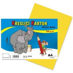Kreslicí karton barevný A4/50/180g - žlutá, STEPA