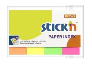 Samolepicí záložky, mix neonový barev, 50 x 20 mm, 4x 50 listů, papír, STICK N 21205