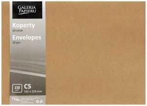 Ozdobné obálky Kraft - C5, 150 g/m2, tmavě béžové, 10 ks         