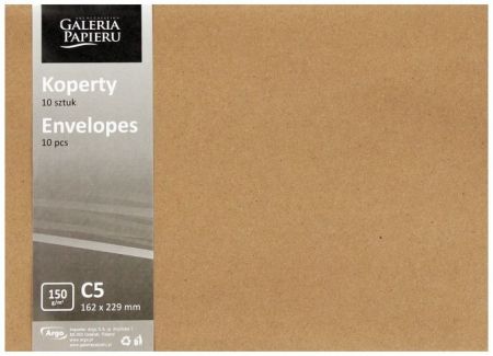Ozdobné obálky Kraft - C5, 150 g/m2, tmavě béžové, 10 ks         