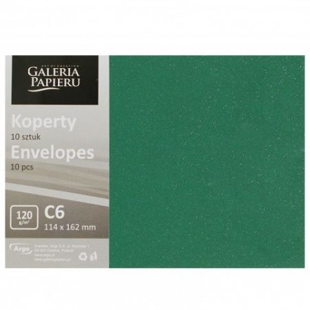 Ozdobné obálky Mika - C6, 120 g/m2, zelené se třpytkami, 10 ks                            