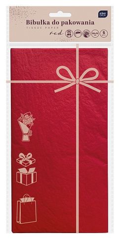 Papír na balení dárků 50x70 Červená 5ks