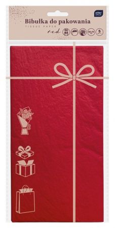Papír na balení dárků 50x70 Červená 5ks
