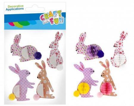 <br />Nálepky papírové 4ks Zajíček 3D<br />