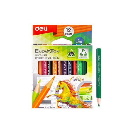 Pastelky DELI trojhranné ColoRun 12 barev mini