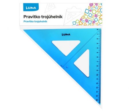Pravítko trojúhelník s ryskou, modré LUMA
