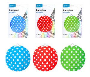 Lampion 25cm kulatý puntík mix barev