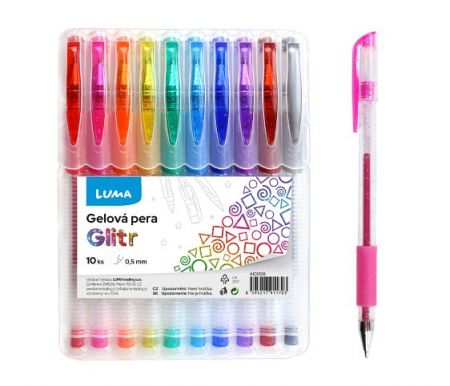 Gelové pero 10 barev GLITTER