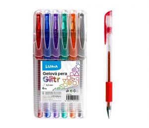 Gelové pero 6 barev GLITTER, LUMA
