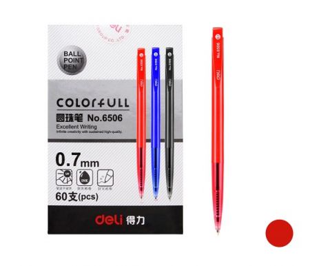 Propiska jednorázová DELI 6506 červená 0,7mm