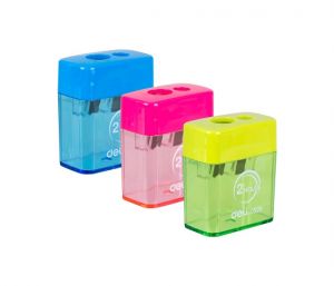 Ořezávátko se zásobníkem dvouděrové DELI E0526 mix 