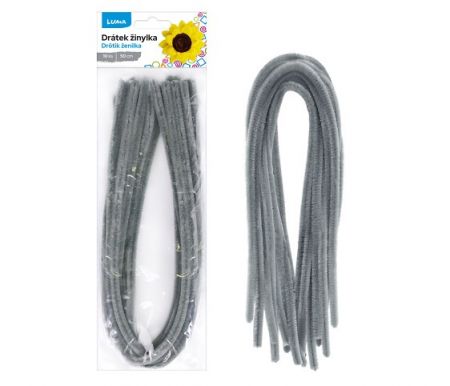 Drátek žinylka 500x8mm 10ks - šedý